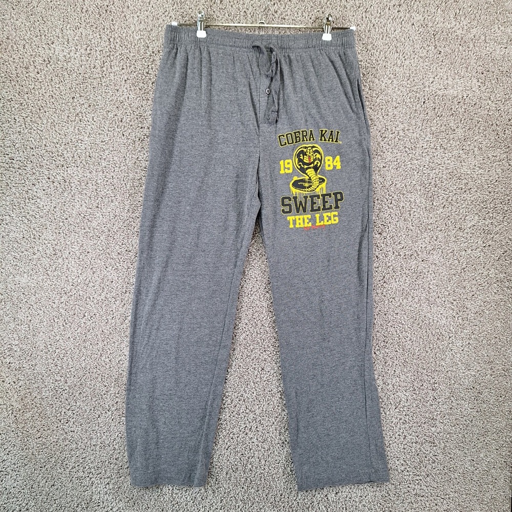 Bioworld Pajama Pants Mens Large Gray Cobra Kai Sweep The Leg Dojo Karate Kid